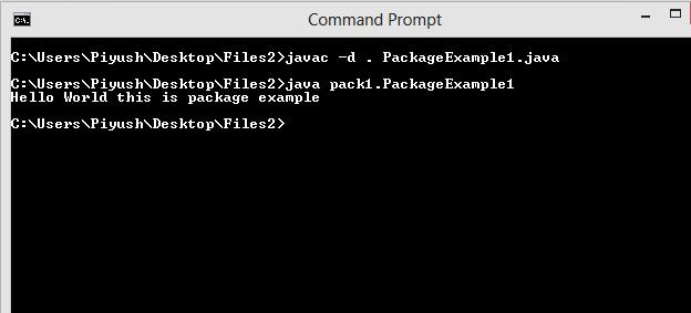 This image describes output of a program written in java along with the concept of packages in java.